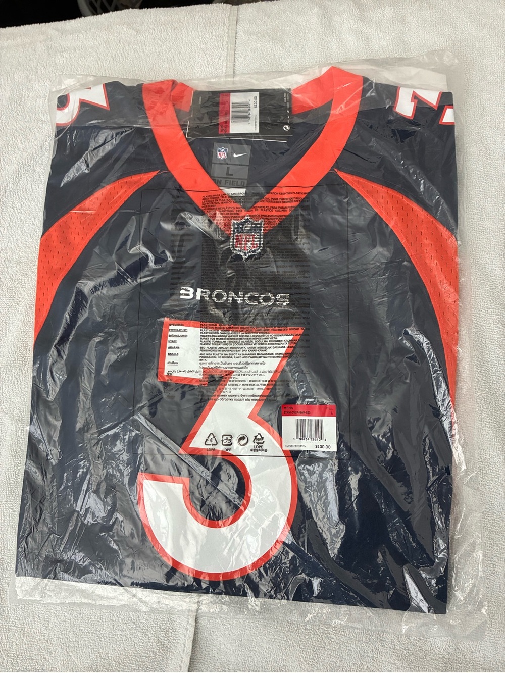Nike Denver Broncos Navy Blue and Orange #3 Jersey - Picture 3 of 8